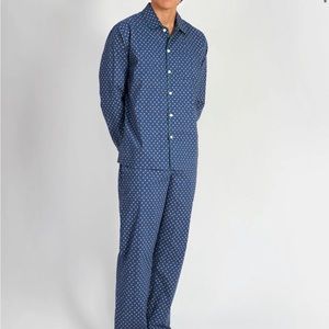 Sleepy Jones mens Henry pajamas long sleeve set small navy blue NWT